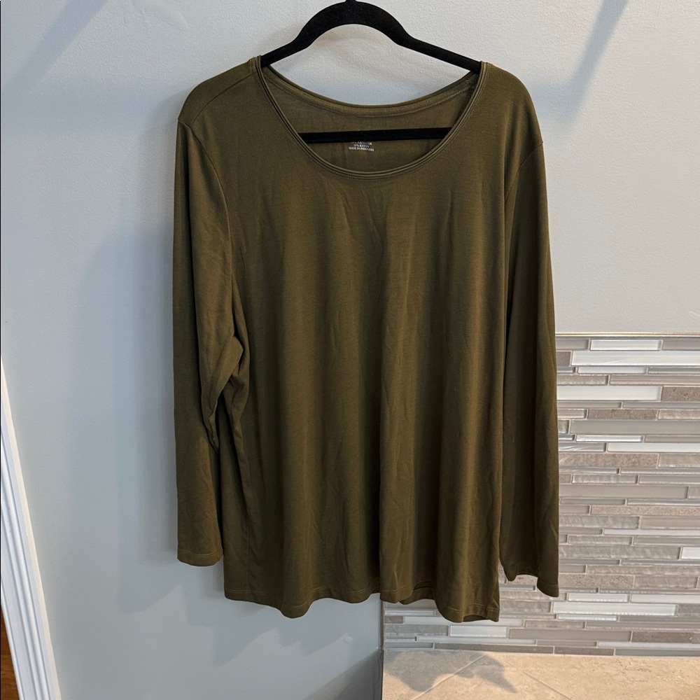 CJ Banks Dark Olive Long Sleeve Top